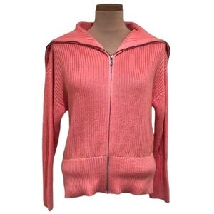 525 America Cardigan Sweater Size XS Coral Ribbed Full Zip